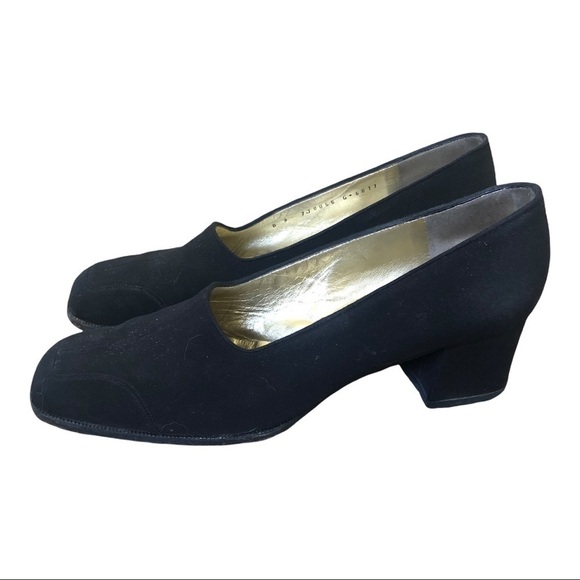 𝅺bruno Magli Italy black suede heels size 39 Narrow - Picture 1 of 6
